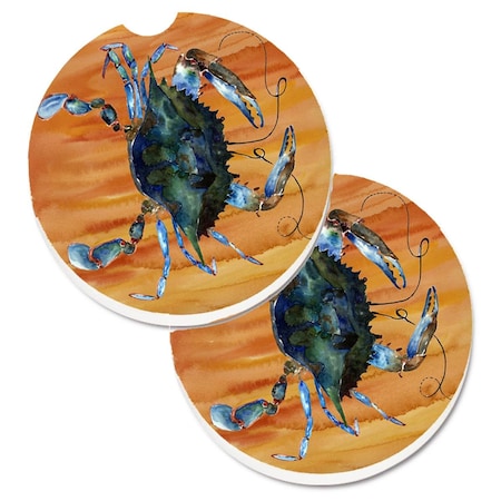 Carolines Treasures Crab Set of 2 Cup Holder Car Coaster 8143CARC